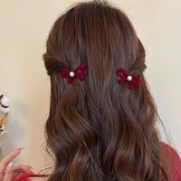 Couvre-chef mignon petite frange clip femmes front côté clip 2024 nouveau explosif princesse tête Poinsettia mini perle arc pince à cheveux