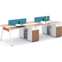 Poste de travail modulaire personnalisé, moderne et écologique pour personnel de bureau, 2/4/6 personnes, avec cloison en bois, bureau debout, OEM