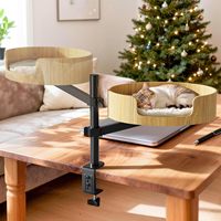 Lit de bureau pour chat, lit pour chat d'intérieur avec hauteur réglable et rotation à 360° °   Lits pour chats sur table, rotatifs et surélevés