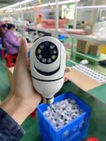 Caméra d'ampoule PTZ V380 Pro 1080P, caméra d'ampoule Wifi sans fil V380pro avec vision nocturne couleur, 360 degrés