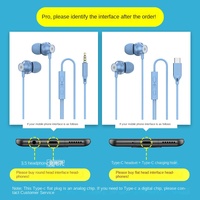Écouteurs filaires intra-auriculaires TPE avec interface 3,5 mm/Type-C, longueur de câble de 1,2 m, subwoofer, commande filaire pour téléphone portable, vente en gros