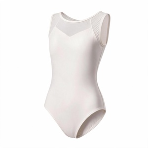Justaucorps de ballet sans manches pour femme, avec empiècements en maille, taille élastique en spandex, extensible, pour entraînement, gymnastique et spectacle - Product Image 5