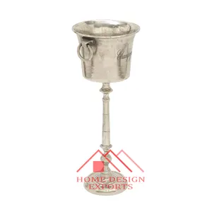 Aluminium Chiller Ice Bucket with Pedestal Stand Custom Logo Accept Best Selling Sand Casted Aluminium Beverage Champagne Bowl