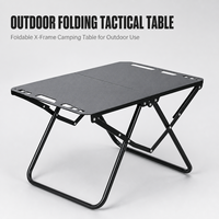 Table Tactique Pliante Moderne en Acier Inoxydable pour Extérieur, Étanche, Portable, avec Pieds en X, pour Camping, Randonnée, Jardin (6 Places)