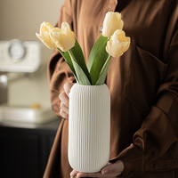 Vase décoratif en porcelaine blanche texturée cannelée ARM LVG, finition mate, pour mariage, boutique, hôtel