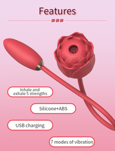 Vibrador de Succión con Forma de Rosa para Mujeres, Doble Cabezal, Estimulador de Clítoris y Huevo Vibrador, Juguete Sexual Femenino para Estimulación del Punto G - Product Image 6