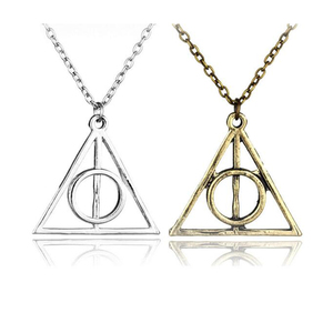 Colliers en alliage pour couple tendance, <span class=keywords><strong>Harry</strong></span> <span class=keywords><strong>Potter</strong></span>, Reliques de la Mort, collier triangle rotatif - Product Image 1