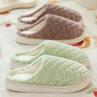 Sandal Rumah Wanita Berbahan Katun, Hangat untuk Musim Dingin, Empuk, Ringan, Alas Lembut, Anti-selip, Motif Kotak-kotak Prisma, Bulu Halus