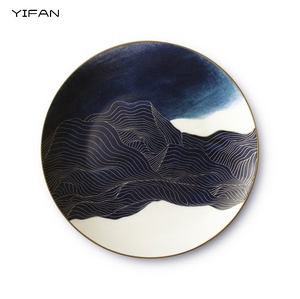 Service de vaisselle en porcelaine fine motif ciel étoilé bleu – Assiettes en céramique pour décoration de table lors d'événements et fêtes en extérieur - Product Image 2