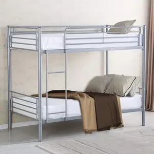Litera de tubo de acero barata, cama de hierro forjado, se puede deslizar en 2 camas individuales