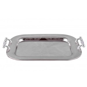 Mango decorativo Utensilios de cocina Bandeja para servir Diseño martillado Suministros de alimentos de mesa Bandeja de metal para restaurantes caseros - Product Image 4