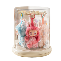Boîte de présentation des pendentifs Labubu Rotation transparente pour poupée Labubu Porte-jouets avec personnages congelés