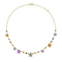 Parure de bijoux Gemnel en laiton multicolore avec fleurs en zircon cubique, collier floral, bracelet à maillons, bracelet jonc, cristal arc-en-ciel, accessoire d'été