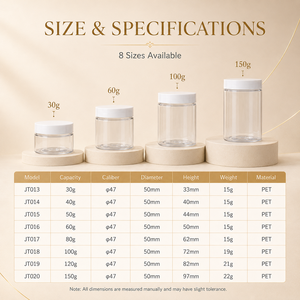 Pot en PET 47-Neck 50mm, 30-150g, léger, à paroi mince, en plastique, polyvalent pour la chaîne d'approvisionnement : épices, herbes, poudres, échantillons, crèmes - Product Image 6