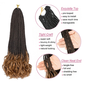 Mới Nhất Phong Cách 22Inch Pháp Xoăn Hộp Tổng Hợp Pháp Tóc Giả Xoăn Xoắn Ốc Lọn Crochet Bện Pony Phong Cách Fluffy Mượt Bện Tóc - Product Image 2