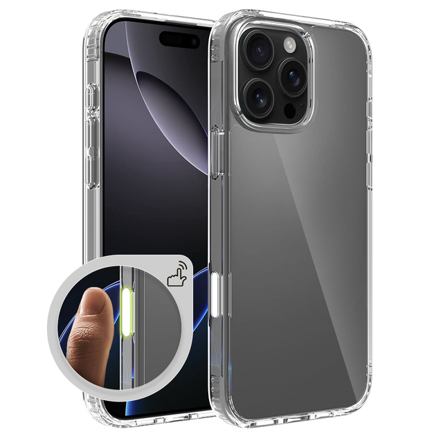 Smart Camera Touch Button 2.0MM PC+TPU Crystal Clear Case for Apple Shockproof Button Phone Case for iPhone 16 Pro Max