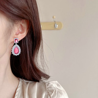 Boucles d'oreilles pendantes en forme de goutte de zircon avec aiguille en argent 925 Accessoires de robe de banquet Grandes boucles d'oreilles goutte d'eau Fashion Dangle