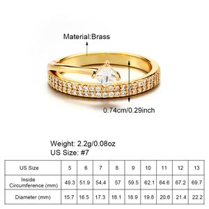 Изящное кольцо из 18-каратного золота с блестящими камнями, кольцо-обручальное с иллюзией звезды из циркония, для женщин - Product Image 6