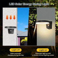 Lampes solaires LED extérieures à détecteur de mouvement en aluminium moulé sous pression, couleur noire, pour jardin, mur, clôture, indice de protection IP44, blanc chaud