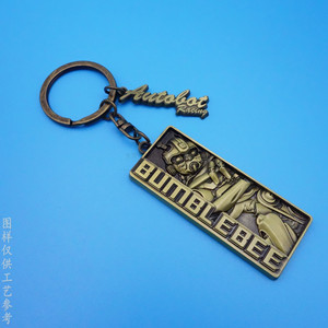 3D Embossed Metal Keychain Rectangle Bronze Hard Wearing Business Gift Promotional <b>Key</b> <b>Ring</b> Alloy Pendant - Product Image 2