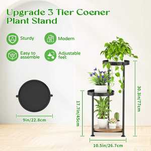 Étagère à fleurs en métal noire, haute, multi-plantes, d'angle, étroite, <span class=keywords><strong>pour</strong></span> orchidées, <span class=keywords><strong>pour</strong></span> le bureau, le salon, le jardin - <span class=keywords><strong>Support</strong></span> de rangement - Product Image 4