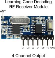 Module RF sans fil 433Mhz Récepteur et émetteur Télécommande Code d'apprentissage intégré Décodage 1527 Sortie 4 canaux