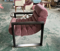 Moontree Moderner Rosa Samtbezogener Sessel Rückenlehnen-Armlehnstuhl Wohnzimmer Massivholz Einzelner Sofasessel