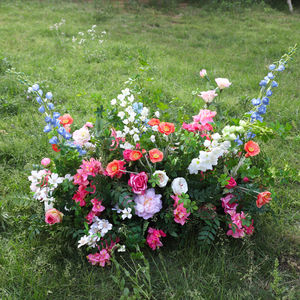 Coureur de fleurs de mariage rose blanche en <span class=keywords><strong>soie</strong></span> artificielle Coureur de fleurs de grande allée épaisse - Product Image 3