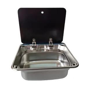 stainless steel rv cooker sink tempered glass single bowl sink for rv motorhome yacht