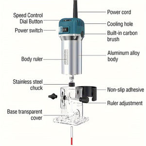 Menuiserie à vitesse variable pour fraisage Base Banding Edge Portable Mini Tool Beginners 33000R/Min Handheld Cordless Compact Palm - Product Image 2