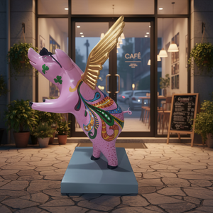 Escultura Decorativa de Cerdo Volador Grande de Fibra de Vidrio, Popular y Más Vendida, en Venta - Product Image 2