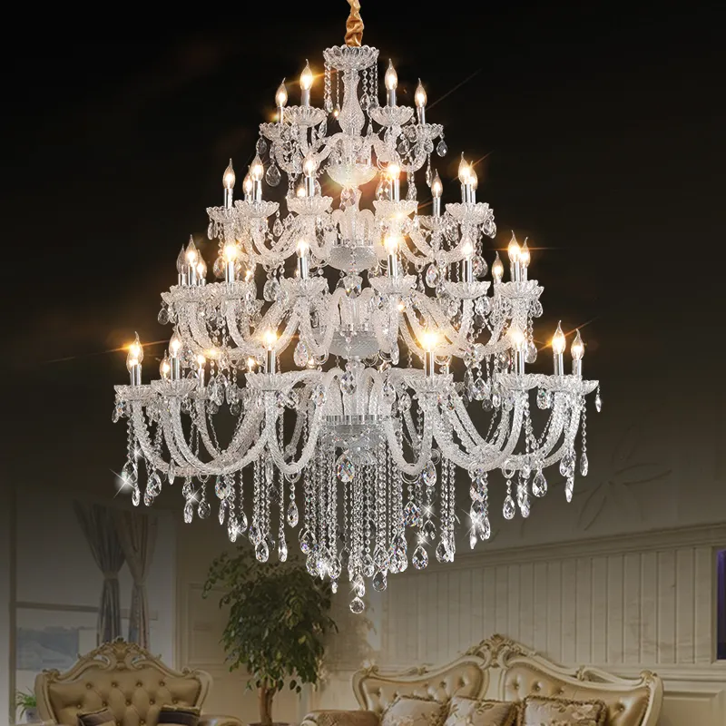 2024 Hot Sale Multiple Arms Candle Crystal Chandelier Modern Big Luxury Crystal Chandelier For Restaurant Wholesale Chandelier