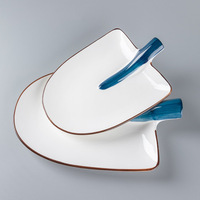 Assiette en porcelaine de luxe nordique de 10/12 pouces, en forme de pelle, à tête ronde, pour la restauration