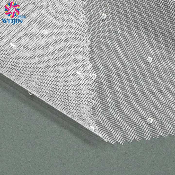 New polyester dense lightweight diamond mesh small round bead tulle ...