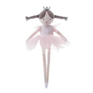 מפעל למכור ישירות Kawaii פיות מלאך בלט רקדנית סמרטוט בובות עם כתר בלרינה בעבודת יד סמרטוט בובה