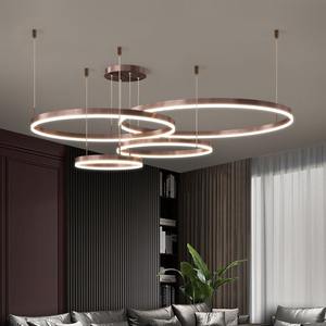 Zeal <b>Light</b> Living Room 60cm Gold Black Led Linear Stainless Steel Ring Pendant <b>Light</b> - Product Image 5