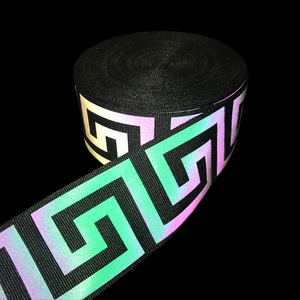 Op maat gemaakte logo bedrukte milieuvriendelijke polyester reflecterende banden van hoge zichtbaarheid, zwart, voor huistextiel en tassen - Product Image 4