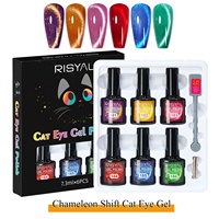 Kit de Manucure Gel Polish Effet Œil de Chat pour Nail Art avec Paillettes Fines et Technologie UV/LED Soak-Off – 6 Packs Mixtes