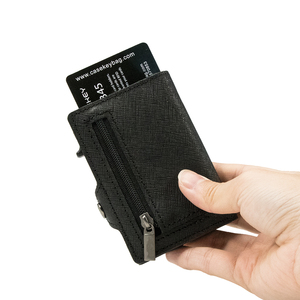 2024 New Luxury Blue Saffiano Leather Business ID <b>Card</b> Case Portacarte Pelle Slim Pop up Credit <b>Card</b> <b>Holder</b> <b>Wallet</b> With Buckle - Product Image 2