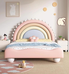 Letto singolo 1.2m in legno massiccio per bambini divertente letto principessa arcobaleno da ragazza resistente per piccole camere da letto - Product Image 3