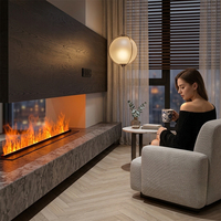 Meuble TV Minimaliste avec Cheminée à Brume Intégrée, Flamme LED Claire, Armoire Décorative Humidifiante pour la Maison