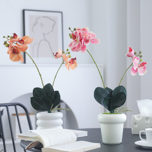 Orchidée Phalaenopsis Artificielle 49cm, Fleur en Soie Faite à la Main, Style Minimaliste, Décoration de Mariage, Plante Artificielle en Pot - Product Image 1