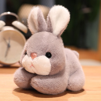 Lapin de pâques en peluche réaliste de 20cm, jouet doux de haute qualité, lapin couché à plat sur le ventre, Animal en peluche