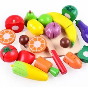木製カッティングキッチンおもちゃフルーツセット子供ふり遊びキッチンおもちゃギフトボックスセット木製フルーツ野菜カッティングセット