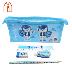 Trousse à crayons en PVC bleu brillant pour étudiants, ensemble de papeterie transparente en PVC, sac à fermeture éclair en PVC pour emballage de fournitures scolaires - Product Image 1