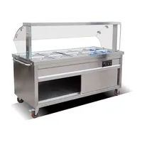 Lyroe Buffet de Restaurant autoportant, panneau de verre en acier inoxydable thermique électrique Bain Marie chauffe-plat avec armoire