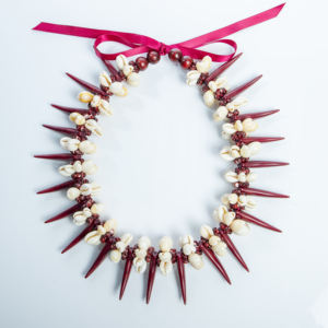 سامون خمر مارون طبيعي مونغو عتيق أنواب أكريليك أسنان Ula Nifo Lei قلادة سلسلة حبلا - Product Image 4