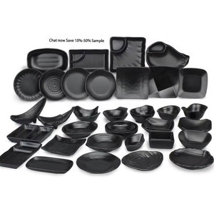 HCMA A5 A8 Dinnerware Melamine Matte Black Dinner Kitchen <strong>Serving</strong> <strong>Plates</strong> Modern Lunch Salad Dishes Multi-Purpose Dishware Sets - Product Image 6
