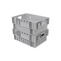 JOIN Caisse de rangement en plastique robuste, empilable et emboîtable, grise, solution logistique d'entrepôt