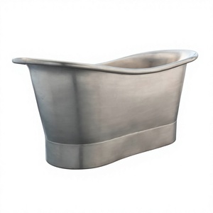 อ่างอาบน้ำสแตนเลสสตีลแบบตั้งพื้น ดีไซน์ลายตอกแบบแฮนด์เมด ยี่ห้อ Matt Silver Finishing ราคาถูกในอินเดีย - Product Image 4